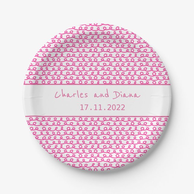 Prato De Papel Cor-de-rosa-quente Loop De Loop (Frente)