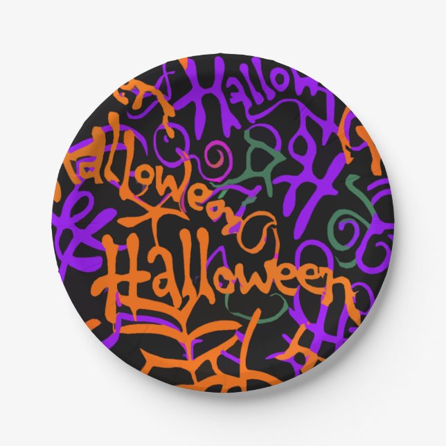 Prato De Papel Cor do Halloween (Frente)