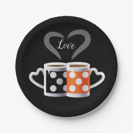 Prato De Papel Cor Laranja + Café Preto ou Pertencemos Juntos