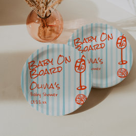 Prato De Papel Cor Laranja-Laranja-Mão Bebê Azul-Conselho