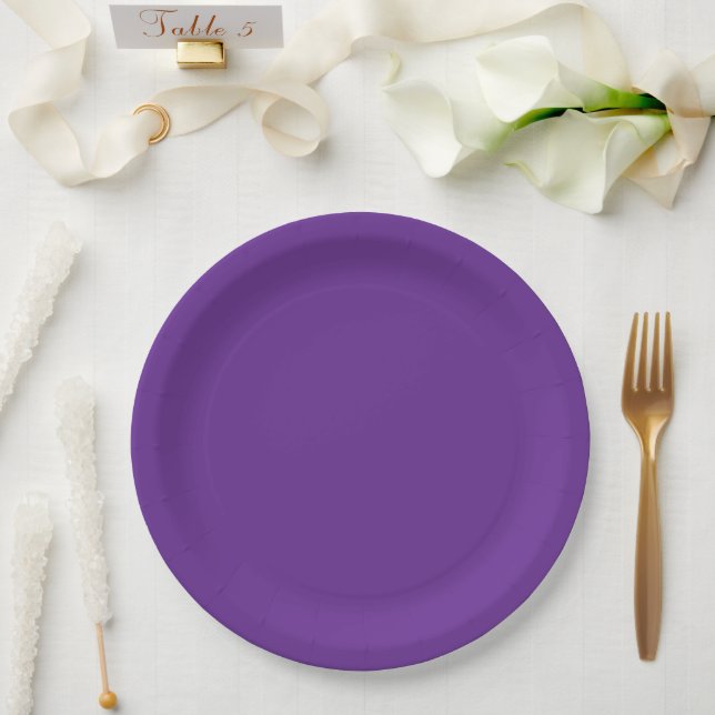 Prato De Papel Cor lilás roxo sólido (Casamento)
