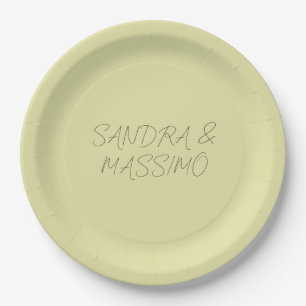 Prato De Papel Cor pastel personalizada nome minimalista personal