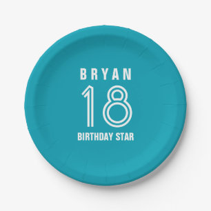 Prato De Papel Cor Personalizada de Aniversário Personalizada V1