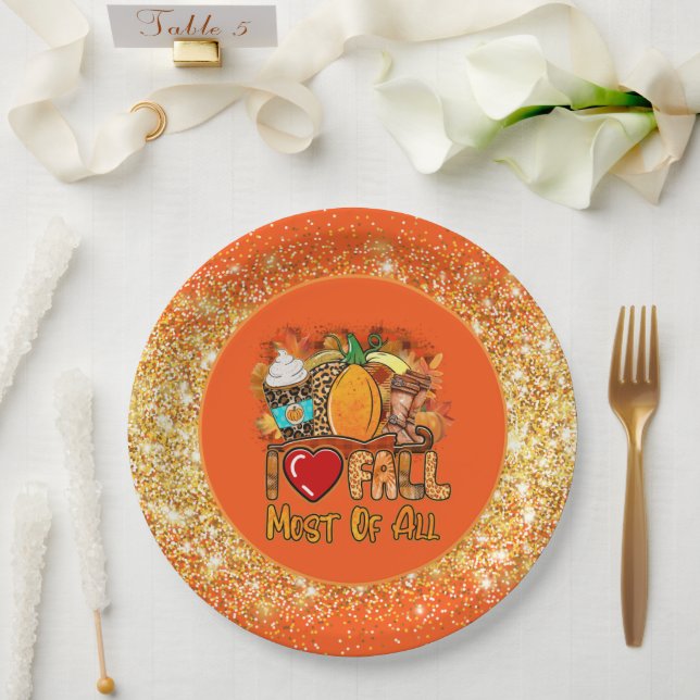 Prato De Papel Cor Personalizada de outono do Amor (Casamento)