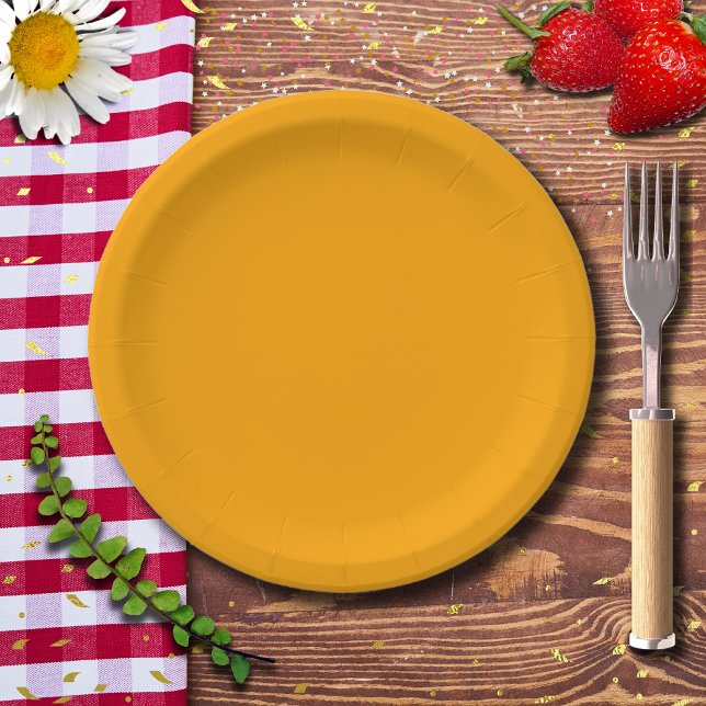 Prato De Papel Cor Sólida Neon Orange | Clássico (Criador carregado)