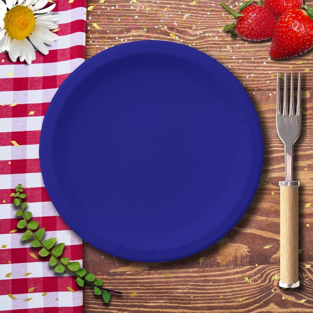 Prato De Papel Cor Sólido Azul do marinho | Clássico | Elegante (Criador carregado)