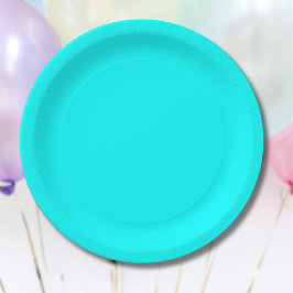 Prato De Papel Cor Sólido Azul Neon | Clássico