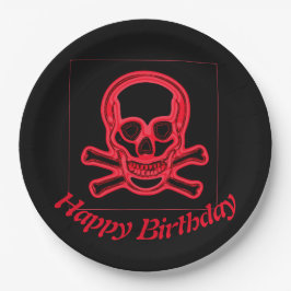 Prato De Papel Cor vermelha e preta do crânio, arte digital