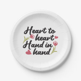 Prato De Papel Coração a Coração, Mão a Mão - Citação Romântica
