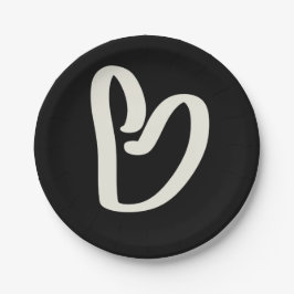 Prato De Papel Coração branco abstrato em preto