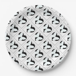 Prato De Papel Coração de Borboleta em Branco