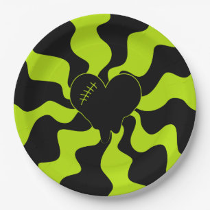 Prato De Papel Coração Derretida - Verde limão