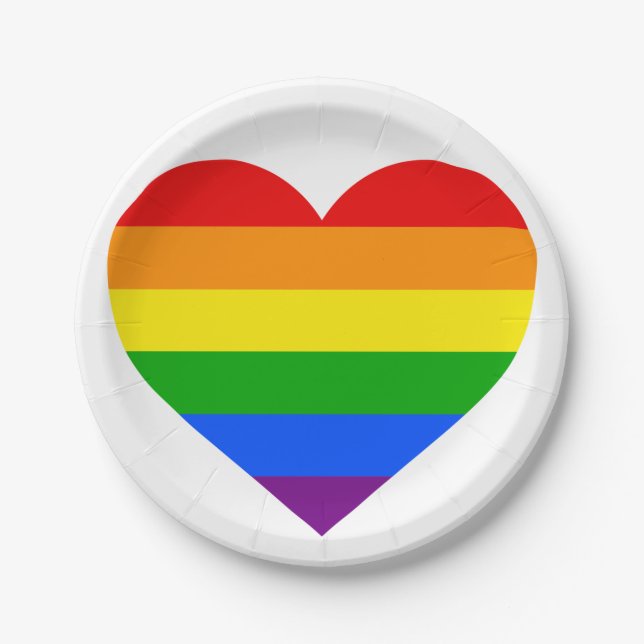 PRATO DE PAPEL CORAÇÃO DO ARCO-ÍRIS " (Frente)