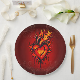 Prato De Papel Coração inflamável.