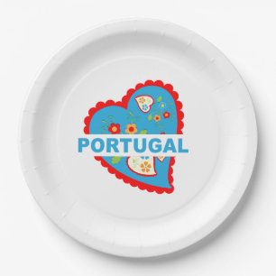 Prato De Papel Coração português alegre