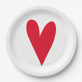 Prato De Papel Coração Vermelho