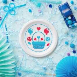 Prato De Papel Corações, Balões e cesto do coração