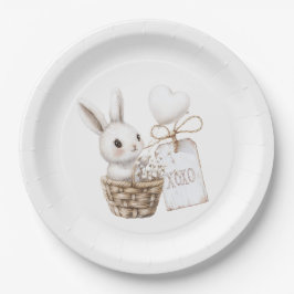 Prato De Papel Corações brancos num Chá de fraldas XOXO