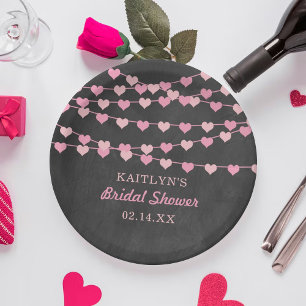 Prato De Papel Corações de Amor em Corda para Chá de Noiva
