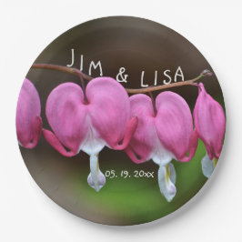 Prato De Papel Corações de Casamento Rosa