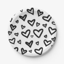 Corações Desenhados à Mão em Preto e Branco