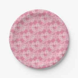 Prato De Papel Corações e Diamantes Abstratos Rosa Suave
