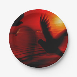 Prato De Papel Corações e Doves