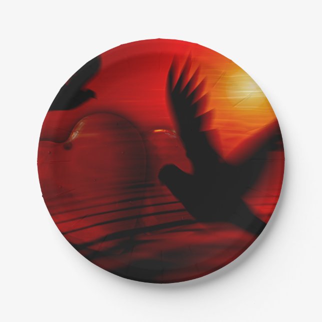 Prato De Papel Corações e Doves (Frente)