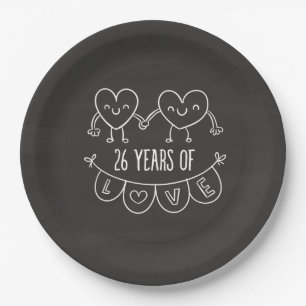 Prato De Papel Corações Gift Chalk, 26 anos