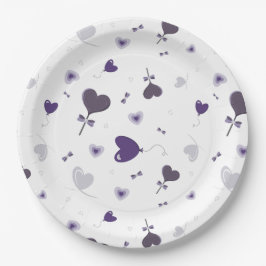 Prato De Papel Corações roxos bonitos que elevam o espírito de to