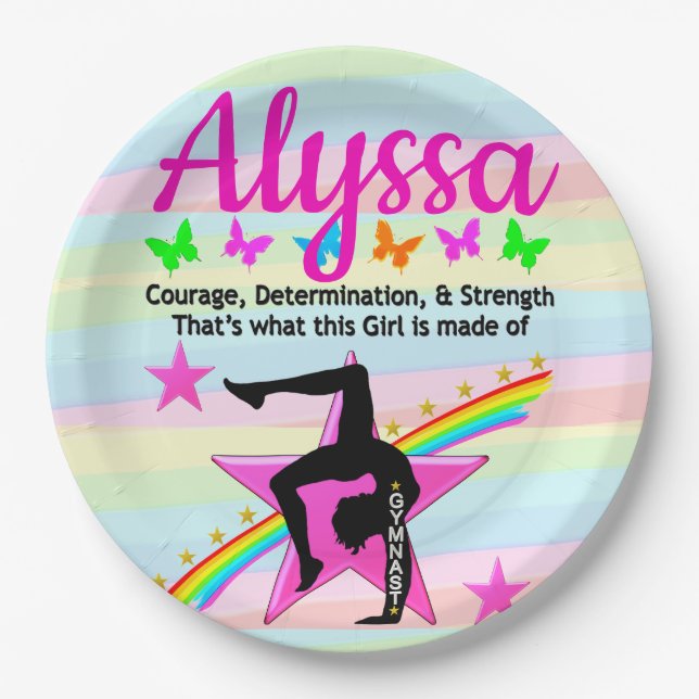 PRATO DE PAPEL CORAGEM E FORÇA DE GIMNAST (Frente)