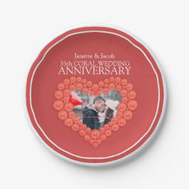 Prato De Papel Coral 35º Aniversário - placa de papel fotográfico