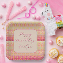 Prato De Papel Coral Rosa E Apricot