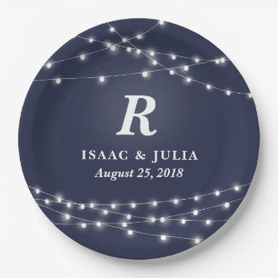 Prato De Papel Corda do dia do casamento personalizado monograma