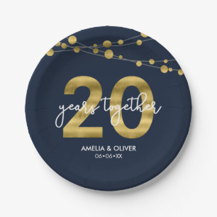 Prato De Papel Cordas azuis festa de aniversário das luzes da 20a