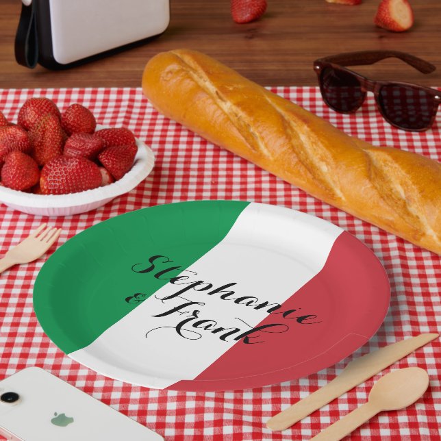 Prato De Papel Cores da Bandeira Italiana Casamento (Piquenique)