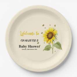 Prato De Papel Cores d'água Girassol com Chá de fraldas de borbol