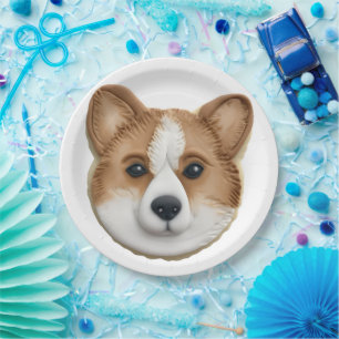 Prato De Papel Corgi Dog 3D Inspirado