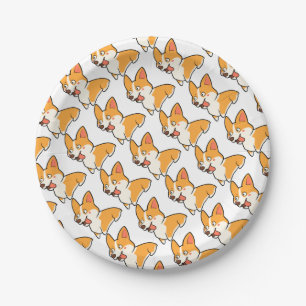 Prato De Papel Corgi feliz