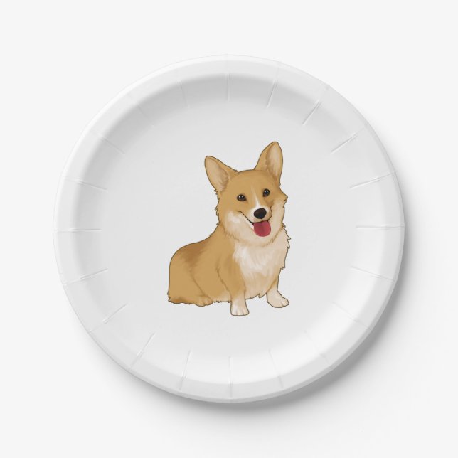 Prato De Papel Corgi sorridente (Frente)