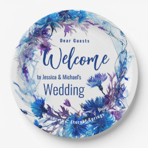 Prato De Papel 💍 🪻 Cornflower e Elegância Lavanda