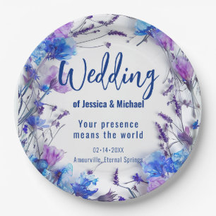 Prato De Papel 💍 Cornflower e Lavanda