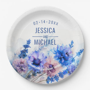 Prato De Papel 💍 Cornflower e Lavanda Bliss