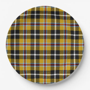Prato De Papel Cornish National Tartan Yellow and Black Xadrez
