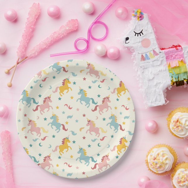Prato De Papel Corno de Unicórnio (Festa)