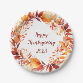 Prato De Papel Coroa aquosa das folhas coloridas do outono