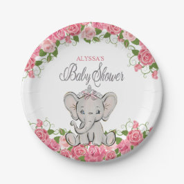 Prato De Papel Coroa de Elefante Princesa Rosa Menina Chá de Bebê