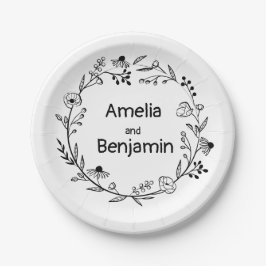 Prato De Papel Coroa de Flores Silvestres Minimalista Casamento R