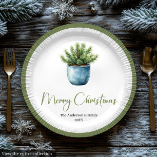 Prato De Papel Coroa de Natal Moderna Boho em Estilo Botânico
