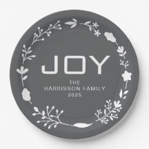Coroa Floral de Natal Joy Família Nome Personaliza
